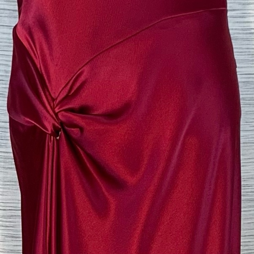ABS by Allen Schwartz Dark Red Halter Gown - Picture 4 of 16